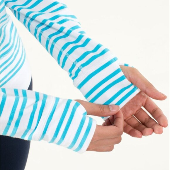 Lululemon Soft Lightweight Crewneck Sweatshirt Blue White 4 - Picture 4 of 8